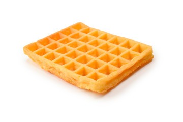 Belgian waffle isolated on white background.