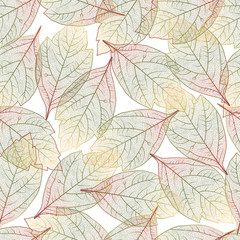 Seamless pattern with colored autumn leaves.