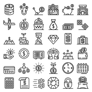 Millionaire Icons Set. Outline Set Of Millionaire Vector Icons For Web Design Isolated On White Background