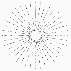 Sun burst, star burst sunshine. Radiating from the center of thin beams, lines. Design element for logo, signs