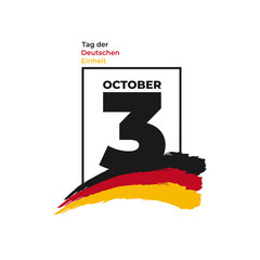 German Unity day - Tag der Deutschen Einheit, national Germany holiday greeting card, banner, poster template. Patriotic nation colors flag and text 3rd october. Vector illustration