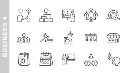 business 4 icon set. Outline Style. each made in 64x64 pixel