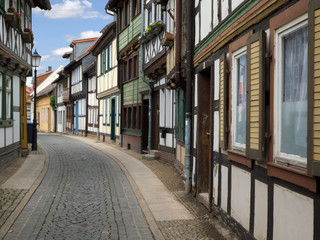 Fototapeta na wymiar historische Altstadt von Quedlinburg im Harz