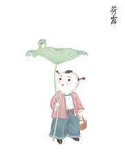 Lotus Leaf, cool, elegant, gentle, literati, philosophy, philosophy, melody, Taoism, Zen, ancient, traditional, custom, folk custom, Chinese style, Chinese painting, culture, humanities, cultivation o