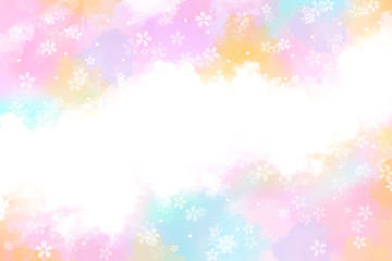 桜のパターン（背景はパステルカラーのぼけたテクスチュア）