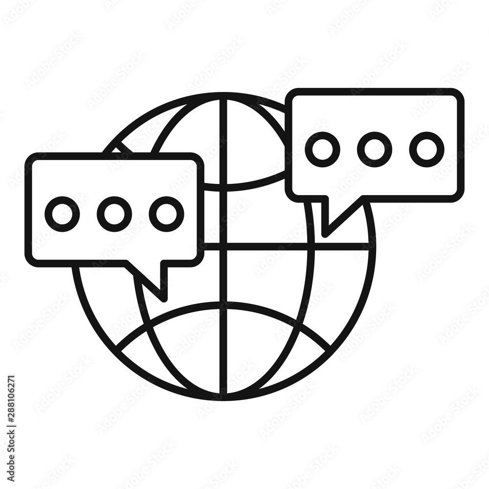 Poster global sms chat icon. outline global sms chat vector icon for web design isolated on white backgroun