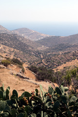 Greece the island of Sikinos.  The steep indented valley running from the cpital of Hora to the...