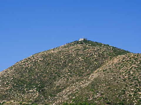 Prophet lias Chapel on top of a hill in Komi area, Chios island, Greece.