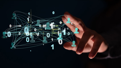 Lines connected with dots as social communication concept