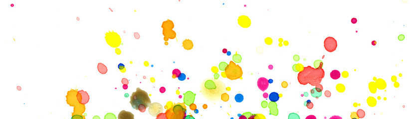 Naklejka premium Colored splashes in abstract shape, painting background, banner and header