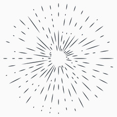 Obraz premium Vintage Sunburst Explosion Handdrawn Design Element Fireworks Black Rays