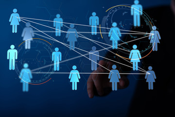 Lines connected with dots as social communication concept