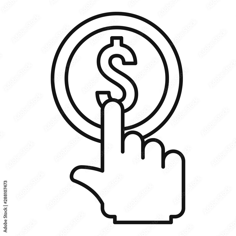 Poster click gold coin icon. outline click gold coin vector icon for web design isolated on white backgroun