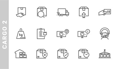 cargo 2 icon set. Outline Style. each made in 64x64 pixel