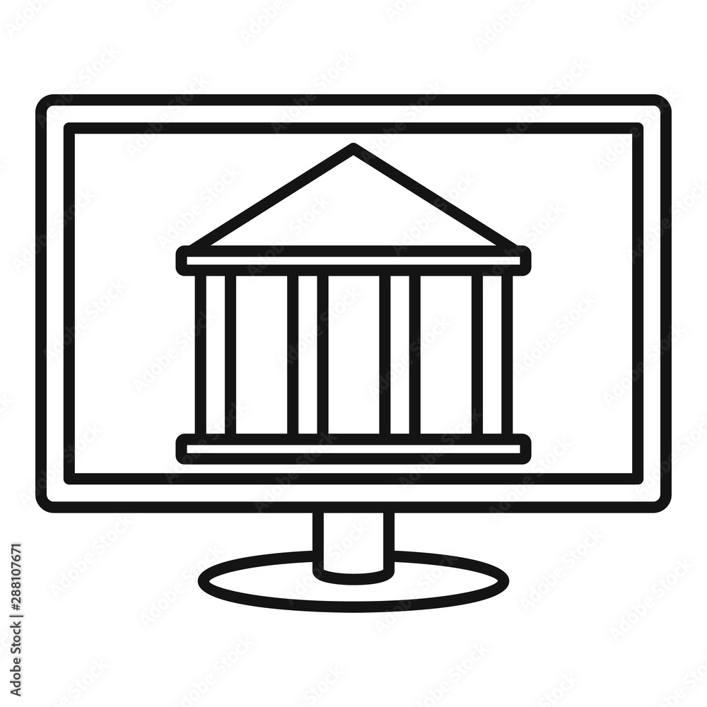 Poster internet bank building icon. outline internet bank building vector icon for web design isolated on w