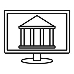 Internet bank building icon. Outline internet bank building vector icon for web design isolated on white background