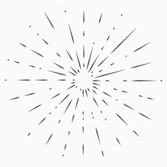 Fototapeta premium Vintage Sunburst Explosion Handdrawn Design Element Fireworks Black Rays