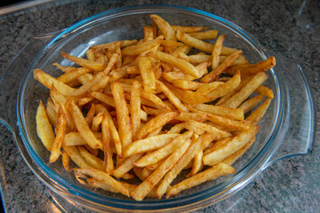 french fries in the glass plate