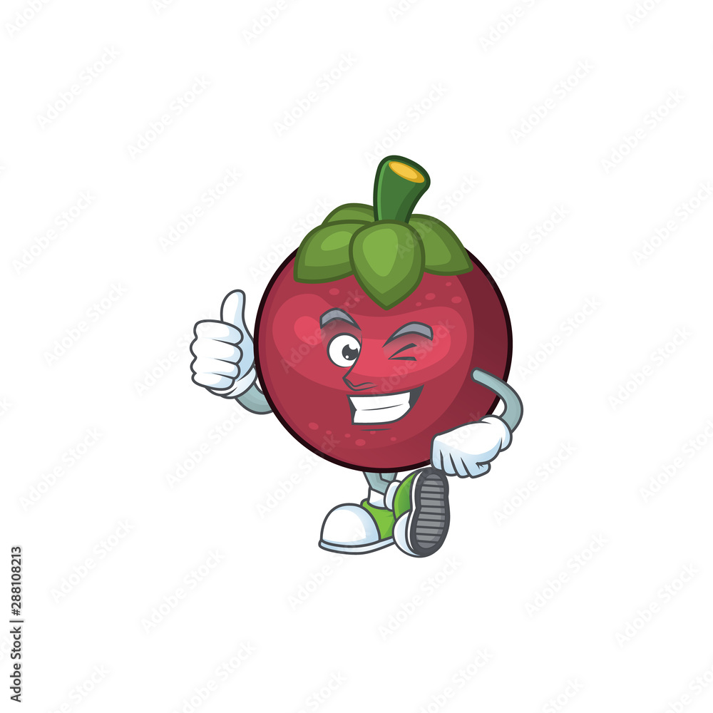 Poster Thumbs up fruit mangosteen cartoon character for health