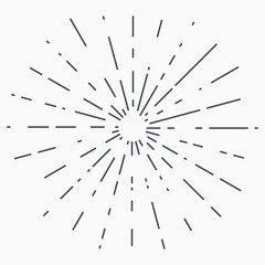 Obraz premium Vintage Sunburst Explosion Handdrawn Design Element Fireworks Black Rays