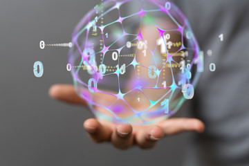 connected symbols for digital, interactive and global communication concept