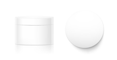 Blank cosmetic package container for creme. Vector illustration isolated on white background. Can be use for your design, advertising, promo and etc. EPS10.