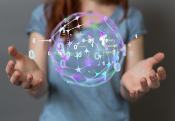 connected symbols for digital, interactive and global communication concept