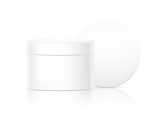 Blank cosmetic package container for creme. Vector illustration isolated on white background. Can be use for your design, advertising, promo and etc. EPS10.