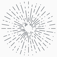 Sun burst, star burst sunshine. Radiating from the center of thin beams, lines