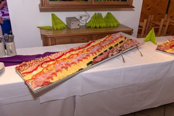 decorated meat and cheese buffet
