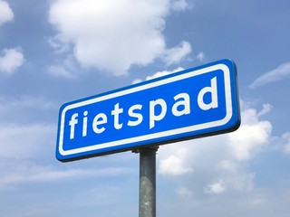 Dutch traffic road sign for bicycle path or cycle lane (Dutch: fietspad)
