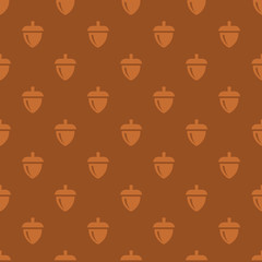 Brown acorn oak seamless pattern, nuts background illustration - Vector