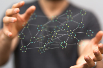 group -Stack of hands showing unity and teamwork 3d.