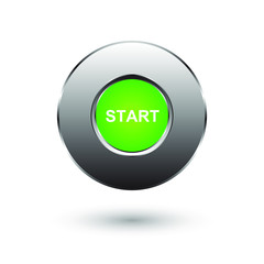 The objects in the form of a start button of the engine green in a metal casing.