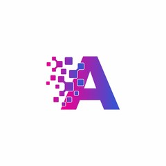 Initial A letter Digital Pixels Tech Logo Vector