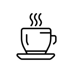 Black line icon for coffee cup