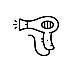 Black line icon for hair dryer 