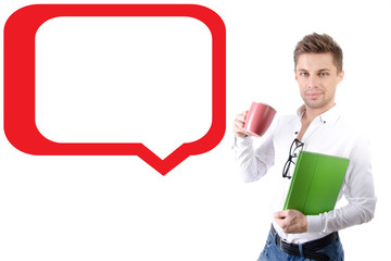 Rest and study. Young attractive student.