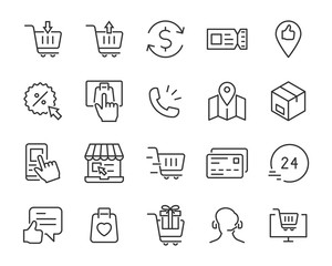 set of shopping icons, e-commerce, pay, shopping online, buy