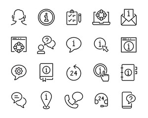 set of support icons, help, ask, question, assist, call center, help