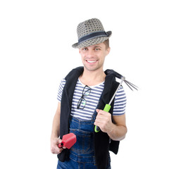 Young attractive gardener. Hobbies and work. 