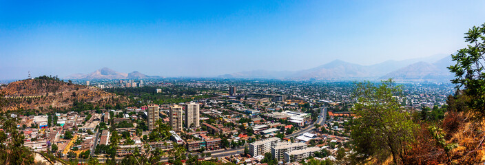 View of Santiago from San Cristobal Hill in Chile