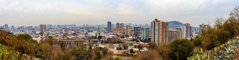 Fototapeta na wymiar View of Santiago from San Cristobal Hill in Chile