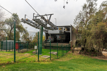 Funicular ride of San Cristobal Hill in Santiago, Chile.