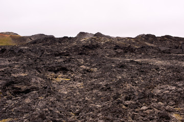 Exotic landscape in the geothermal valley Leirhnjukur. Myvatn region, North part of Iceland, Europe.