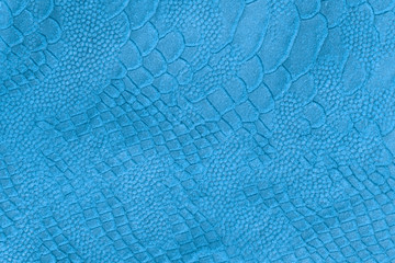 Blue genuine leather texture background, surface