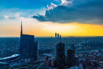 Naklejka premium Milano dall'alto, grattacieli di Porta Nuova Garibaldi 