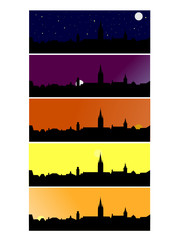 vector skyline of Sibiu (RO) at different times of day
