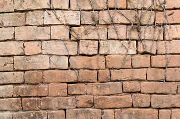 Brick wall, red stones from the red sand of Madagascar