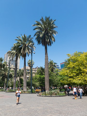 Fototapeta na wymiar Panorama of Plaza de Armas square in Santiago de Chile.